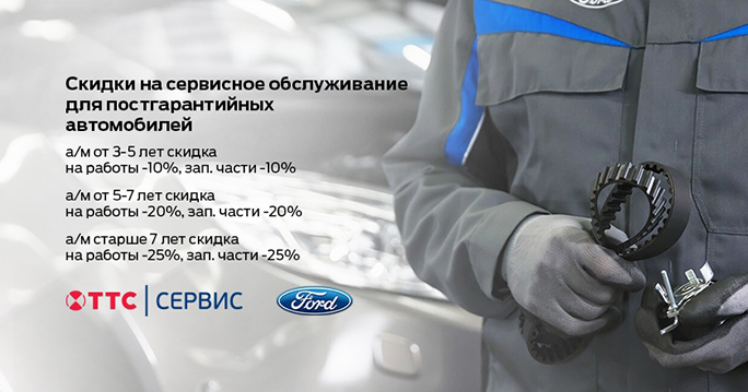 Ford: Скидка на сервисное обслуживание для постгарантийных а/м