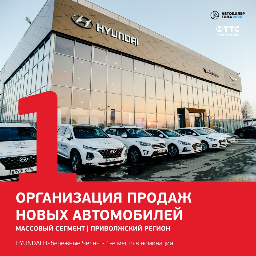 Автоцентр Hyundai ТрансТехСервис – победитель в номинации «Организация  продаж новых автомобилей»